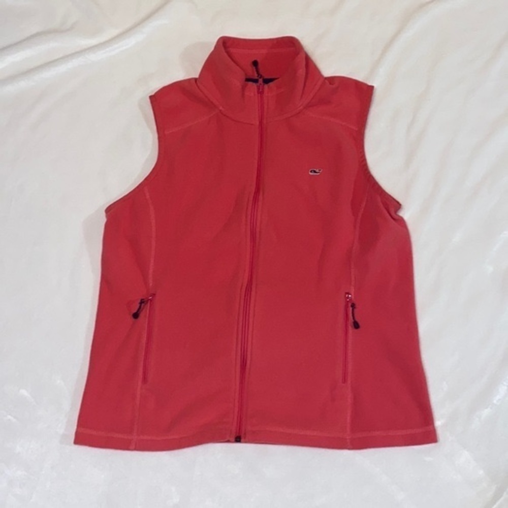 Vineyard Vines Fleece Zip Up Vest Women’s Size M Polyester Whale Logo